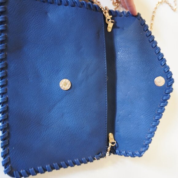 Small Cluch Crossbody Blue Leather - Picture 2 of 10